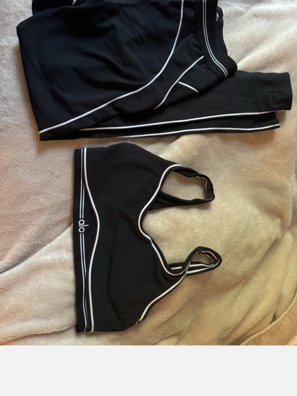 Black Sports Bralette with White Piping